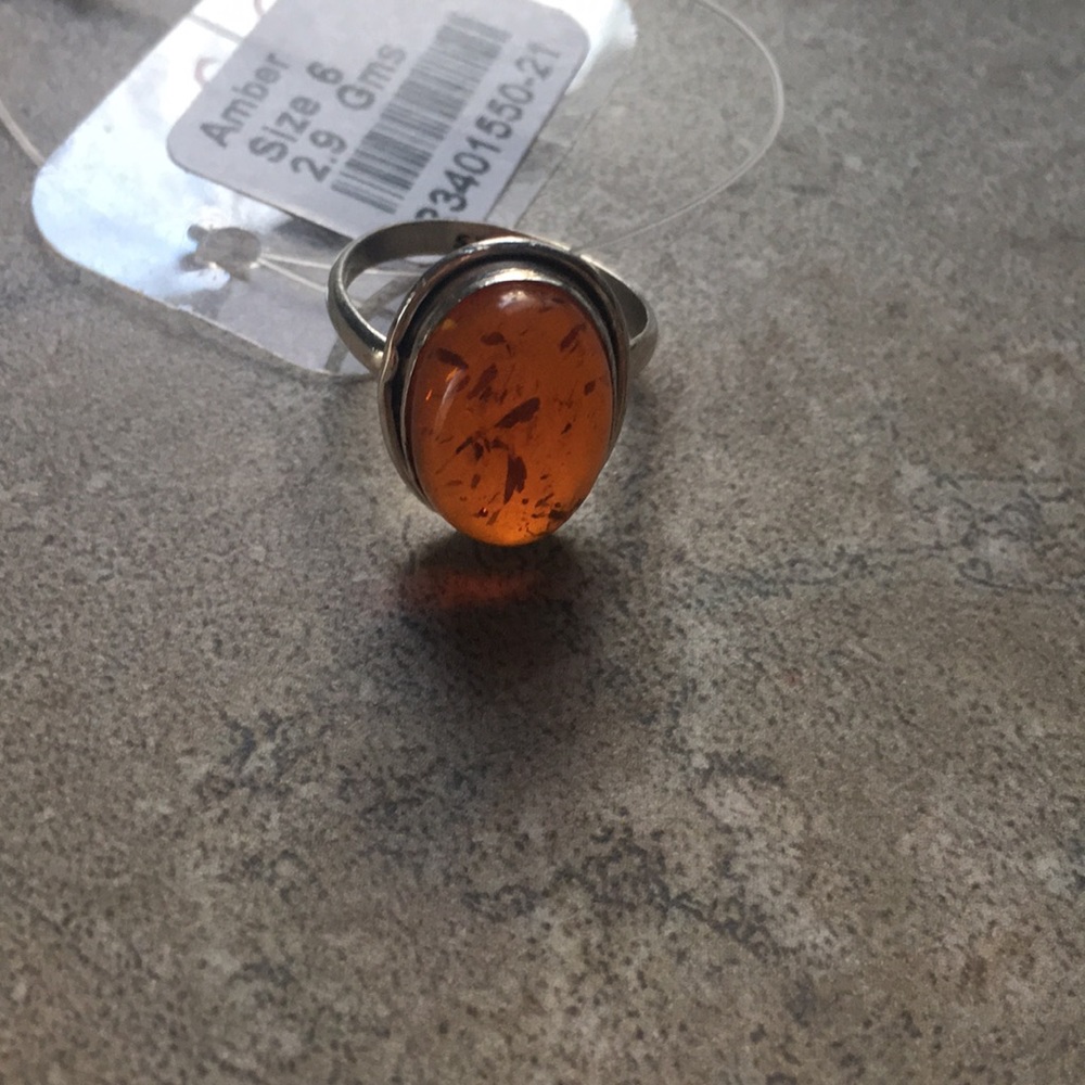 Amber crystal ring